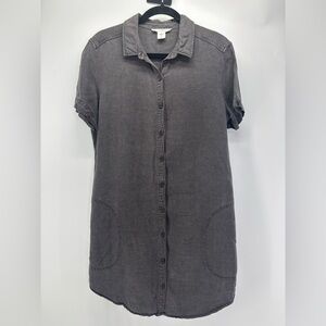 Lucky Brand linen blend shirt dress gray large